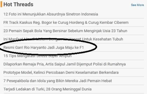RESMI NIH (Bukan Batanya/dipastikan/kemungkinan...), RIO maju ke F1
