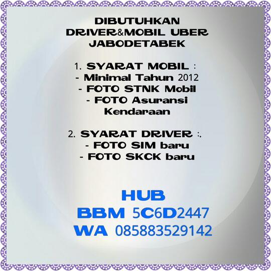 LOWONGAN SUPIR UBER