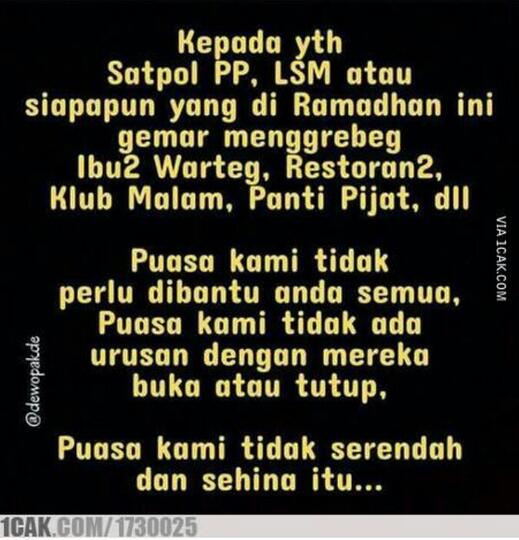 Nabi Muhammad yg terhormat, Fir'aun yg hina (hubungannya dengan perda Ramadhan)