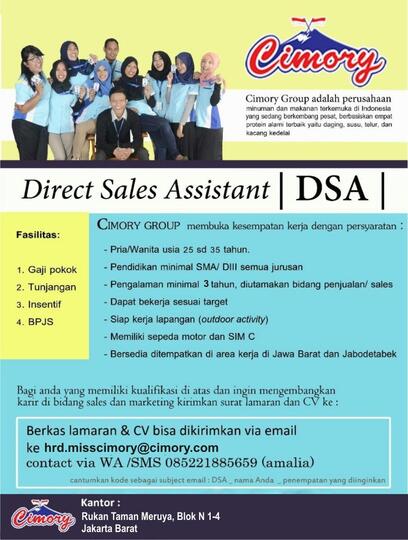 Dibutuhkan Banyak Direct Sales Assistant Pt Cimory Kaskus