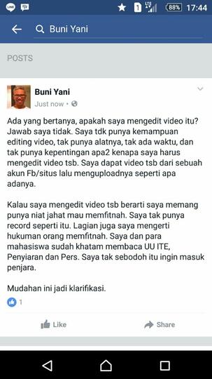 Buni Yani: Saya Tidak Mengedit Video Ahok