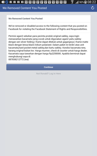 Problem akun Facebook yang tiba2 dibanned