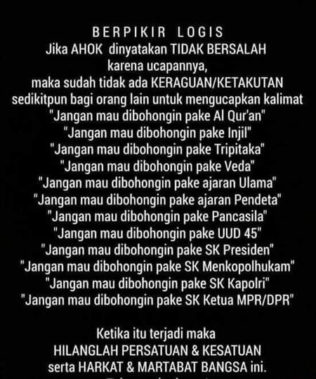 “Silahkan Jokowi Lindungi Ahok, Biar Dua Duanya Lengser Sekalian”