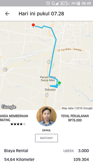 Tarif bikin maboook, GPS driver uber ngaco.