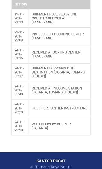 Lambatnya pengiriman paket JNE dan cuek nya cs JNE