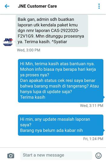Lambatnya pengiriman paket JNE dan cuek nya cs JNE