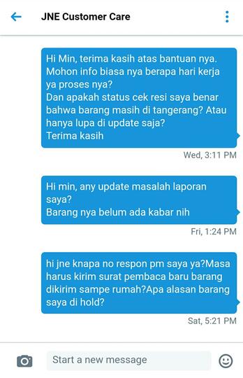 Lambatnya pengiriman paket JNE dan cuek nya cs JNE