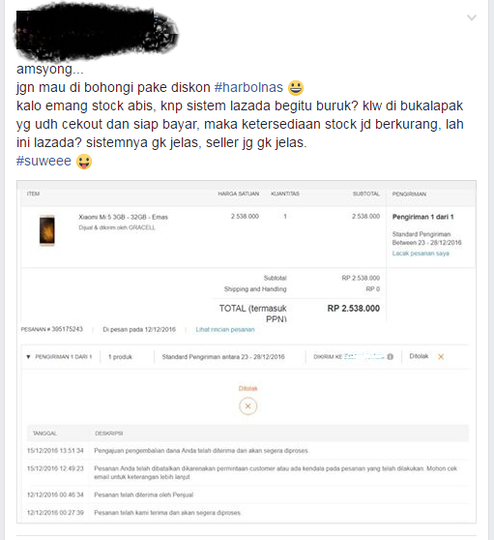 HATI-HATI BELANJA DI LAZADA , CANCEL SEPIHAK!
