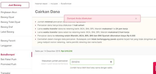 BukaDompet Dibekukan Sepihak Oleh Bukalapak