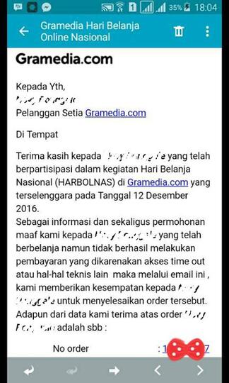 Gramedia.com tidak adil dalam penyelesaian program harbolnas 2016