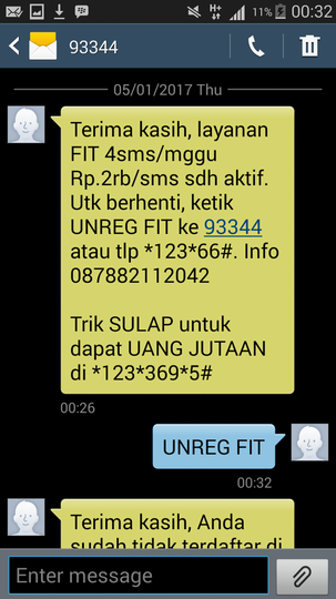 HATI HATI SMS BERBAYAR dari nomor 93344 - Pulsa agan bisa habis!