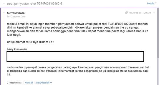 surat terbuka untuk JNE, kinerja yang amburadul berujung kerugian