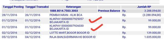 BCA : Beli Pulsa Gagal, Limit terpotonģ.