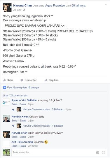 Penipuan oleh akun FB Haruna Chan aka FarahDewi3424