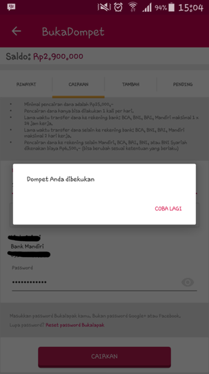 Akun Bukalapak di bekukan tanpa alasan