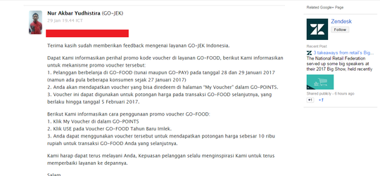 Ditagih voucher Go-Food eh CS Go-Jek malah kabur