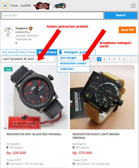 Saran FJB KASKUS. Fitur Pencarian dan Kategori