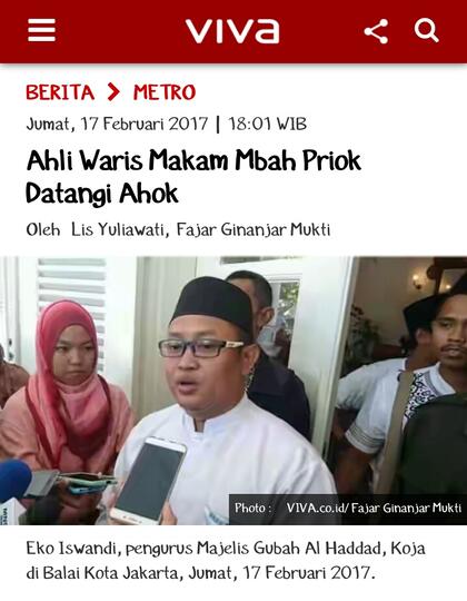 Ahli Waris Mbah Priok: Terima Kasih, Pak Ahok
