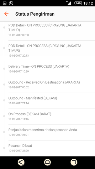 Kirim Paket dari Bekasi ke Jakarta Timur menggunakan JNE Regular 7 hari belum sampai.
