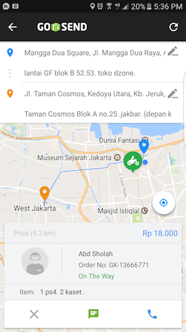 Barang kiriman Tidak sampai oleh kurir GOJEK ( GO SEND )