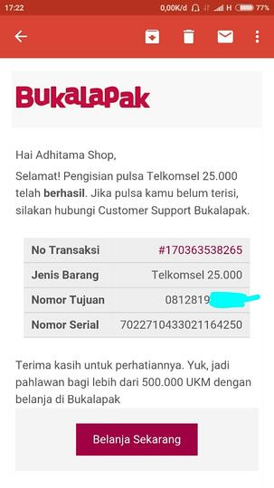 Beli pulsa di Bukalapak gk masuk