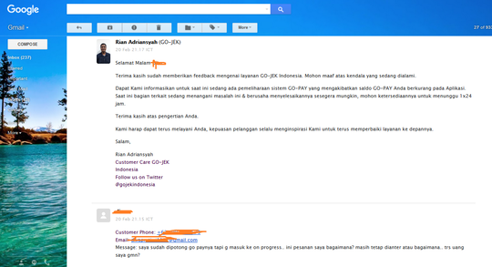 SUDAH SATU MINGGU COMPLAIN GO PAY DI APLIKASI GOJEK TIDAK DIPROSES