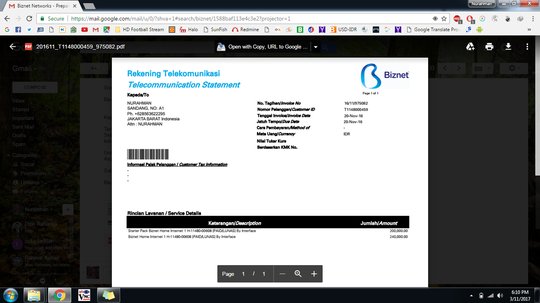 INTERNET BIZNET HOME MATI SUDAH 1 MINGGU