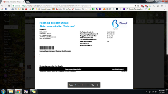 INTERNET BIZNET HOME MATI SUDAH 1 MINGGU
