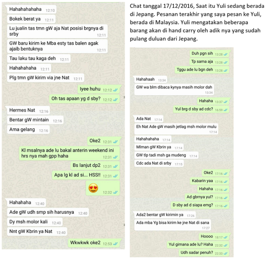 Penipuan Barang Branded oleh Yulianti Zulfikar