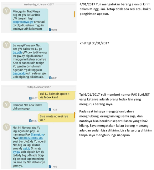 Penipuan Barang Branded oleh Yulianti Zulfikar