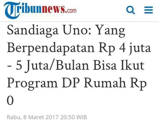 Anies: Penerima Kredit DP 0 Rupiah Harus Berpenghasilan di Bawah Rp 7 Juta