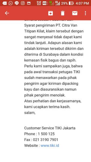 Barang rusak karena salah kirim, TIKI tidak mau tanggung jawab