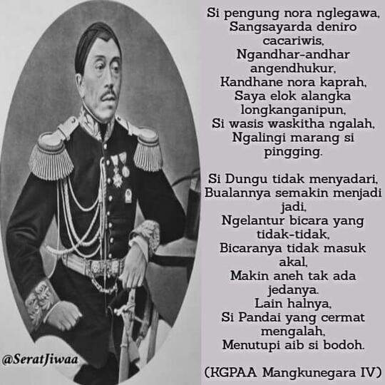Pangripta Serat Wedhatama Iku Kgpaa Mangkunegara Iv Kang Asale Saka