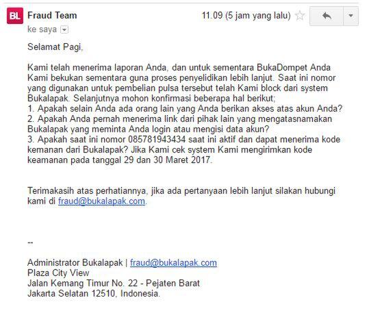 Dompet akun BukaLapak di Bobol 