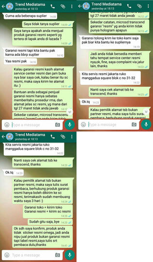 Garansi resmi nasional lazada/trend mediatama = HOAX