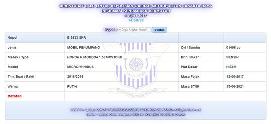 B 2533 SKR kabur setelah menyerempet mobil
