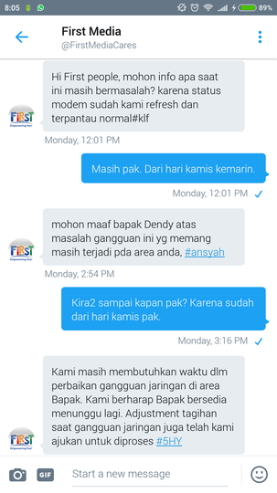 Ketidak Jelasan Firstmedia dalam kendala internet dan tv cable yang no signal