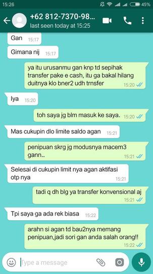 PENIPUAN MODUS E -CASH HAMPIR SAJA JADI KORBANYA BARUSAJA TERJADI !