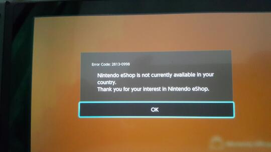 nintendo eshop is currently not available in the country