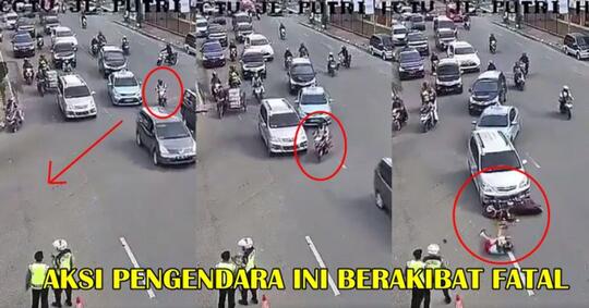 Rekaman CCTV kecelakaan nahas ini ingatkan pemotor agar tak ceroboh