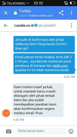 Informasi berbeda dari tiap admin LAZADA