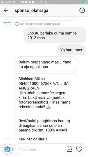 Surat terbuka Bagi Agan Penipu Dengan Akun @sponso_olahraga Di Instagram