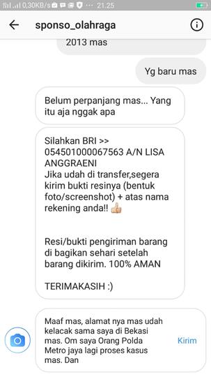 Surat terbuka Bagi Agan Penipu Dengan Akun @sponso_olahraga Di Instagram