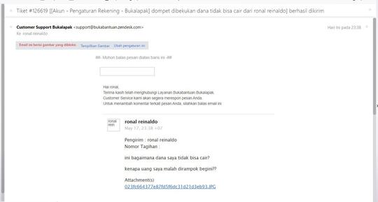 Tolong uang saya dirampok bukalapak