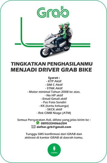 Daftar Driver Grabbike GRAB bike Bandung, Jabodetabek, dll | KASKUS