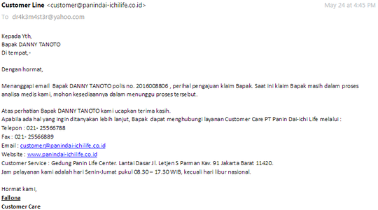Klaim Asuransi Panin Daiichi Life dicuekin
