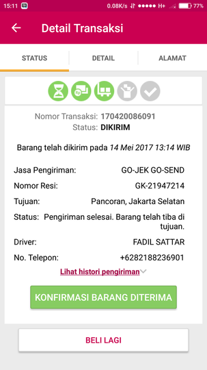 WASPADA BELI BARANG (HANDPHONE) DI BUKALAPAK VIA GOSEND ( GOJEK ) BARANG HILANG