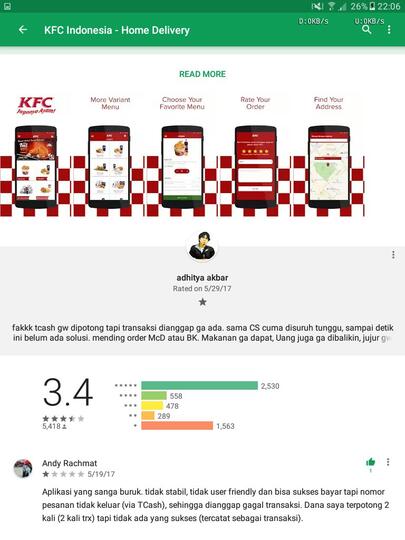 Aplikasi Cacat KFC Home Delivery