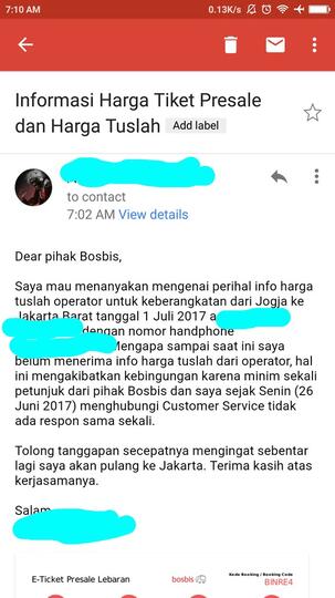 Komplain Tiket Presale Bosbis dan CS Yang Susah Dihubungi
