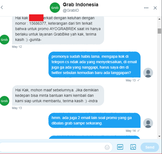  Customer service GRAB mengecewakan.Keluhan customer diabaikan begitu saja. 